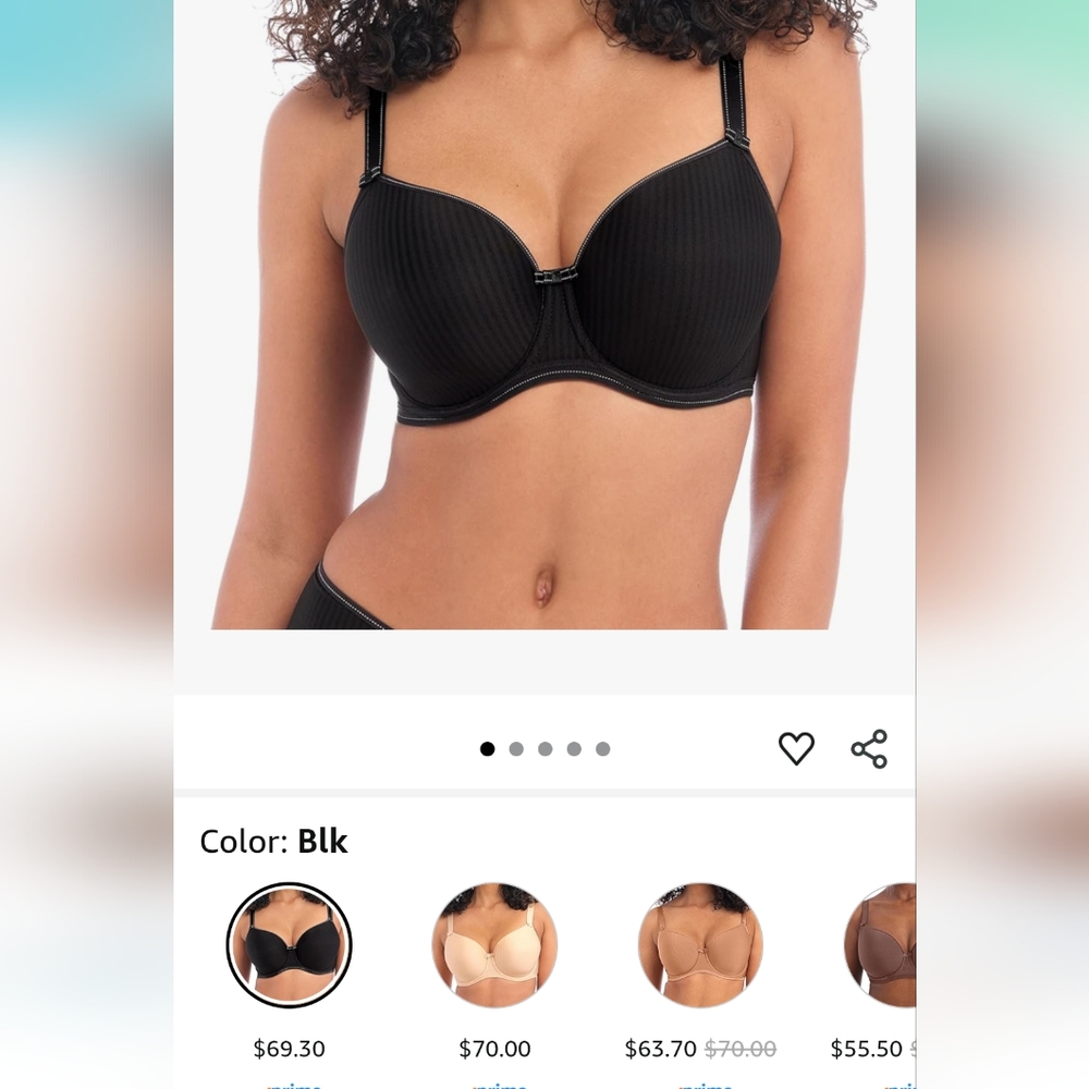 Freya Black Pinstripe Underwire Bra